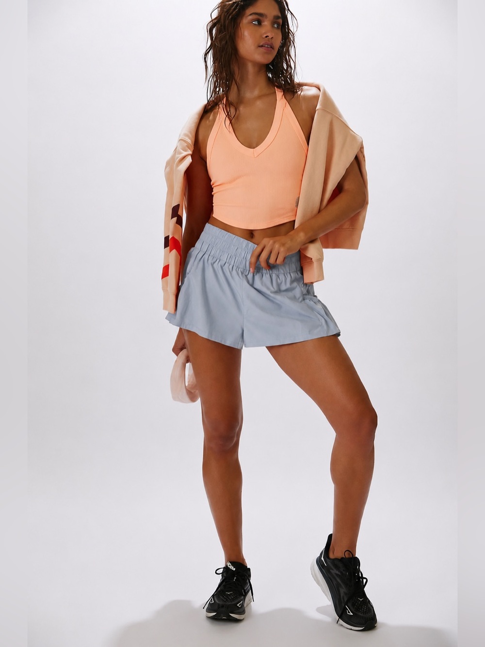 Free People Movement Get Your Flirt On Shorts Small Blue Gray Lined Pockets